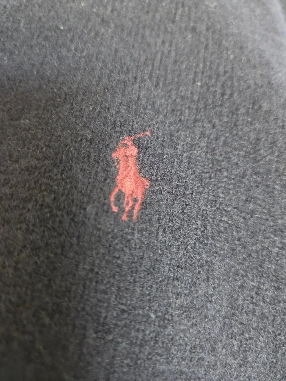 Vintage'90s Polo Ralph Lauren Pony 100% Lambswool Soft Polo-Sweater Navy Blue